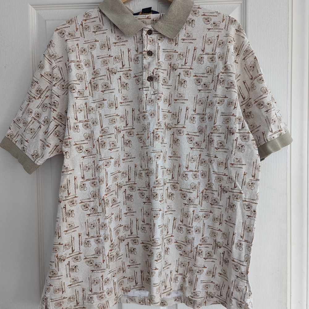 Vintage Woolrich fishing theme Polo shirt